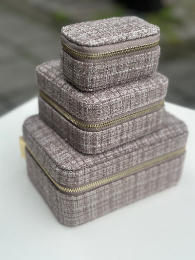 Tweed Jewellery Box, Warm Taupe