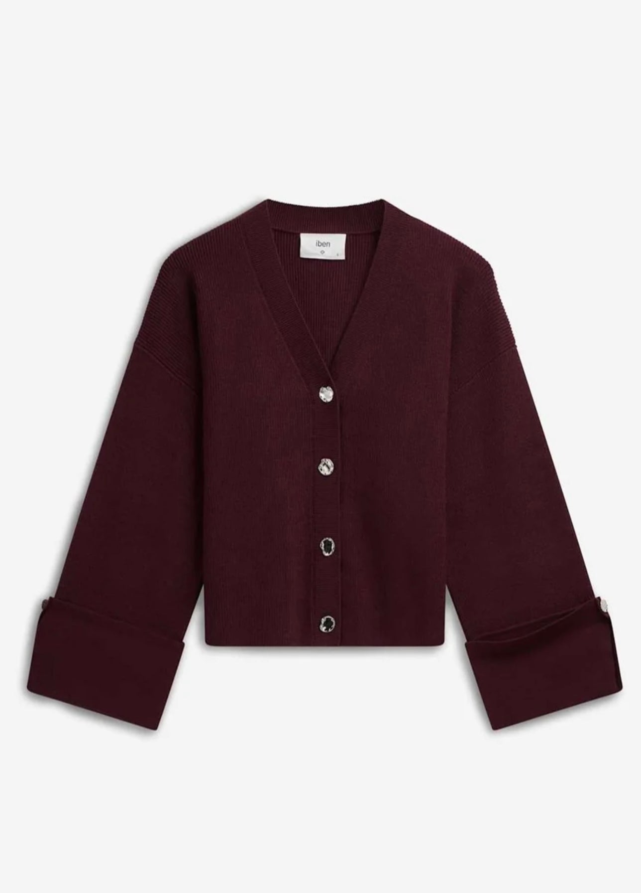 Atari Rib Cardigan, Burgundy