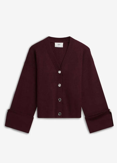 Atari Rib Cardigan, Burgundy