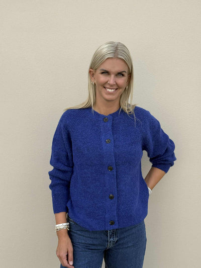 Lulu LS Knit Short Cardigan, Dazzling Blue