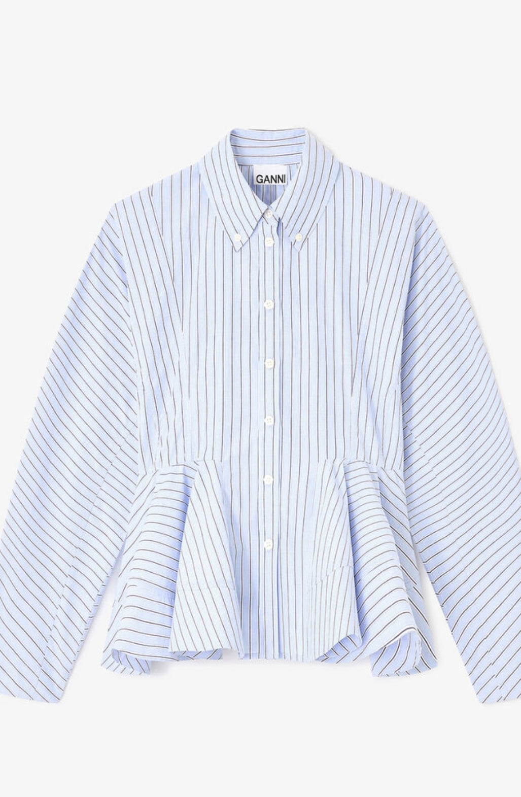 Stripe Cotton Peplum Shirt, Lavender Lustre