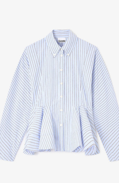 Stripe Cotton Peplum Shirt, Lavender Lustre