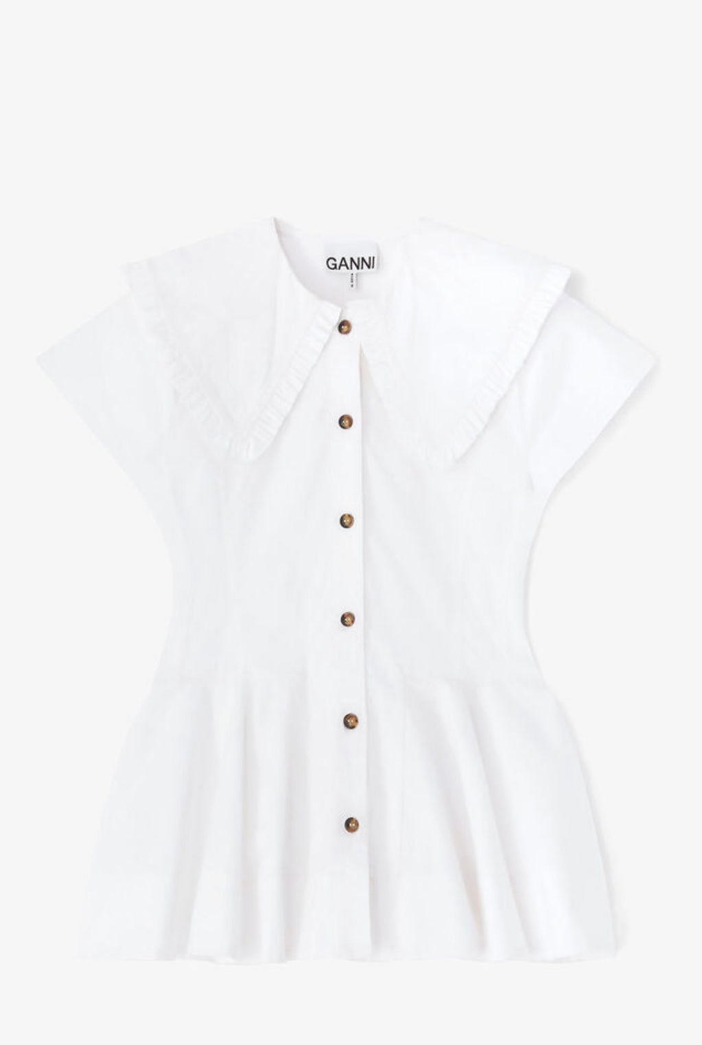 Strech Cotton Peter Pan Collar Shirt, Bright White