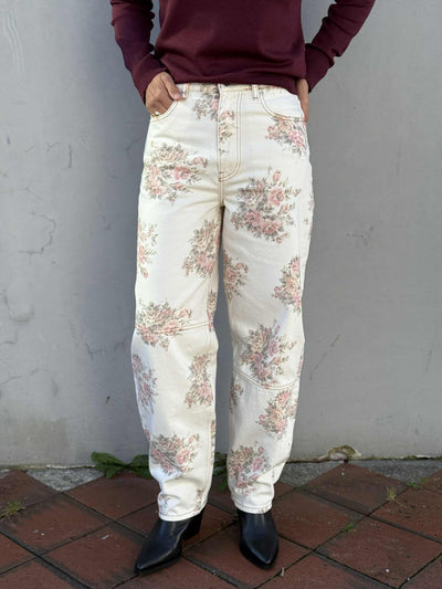 Print Denim Stary, Egret
