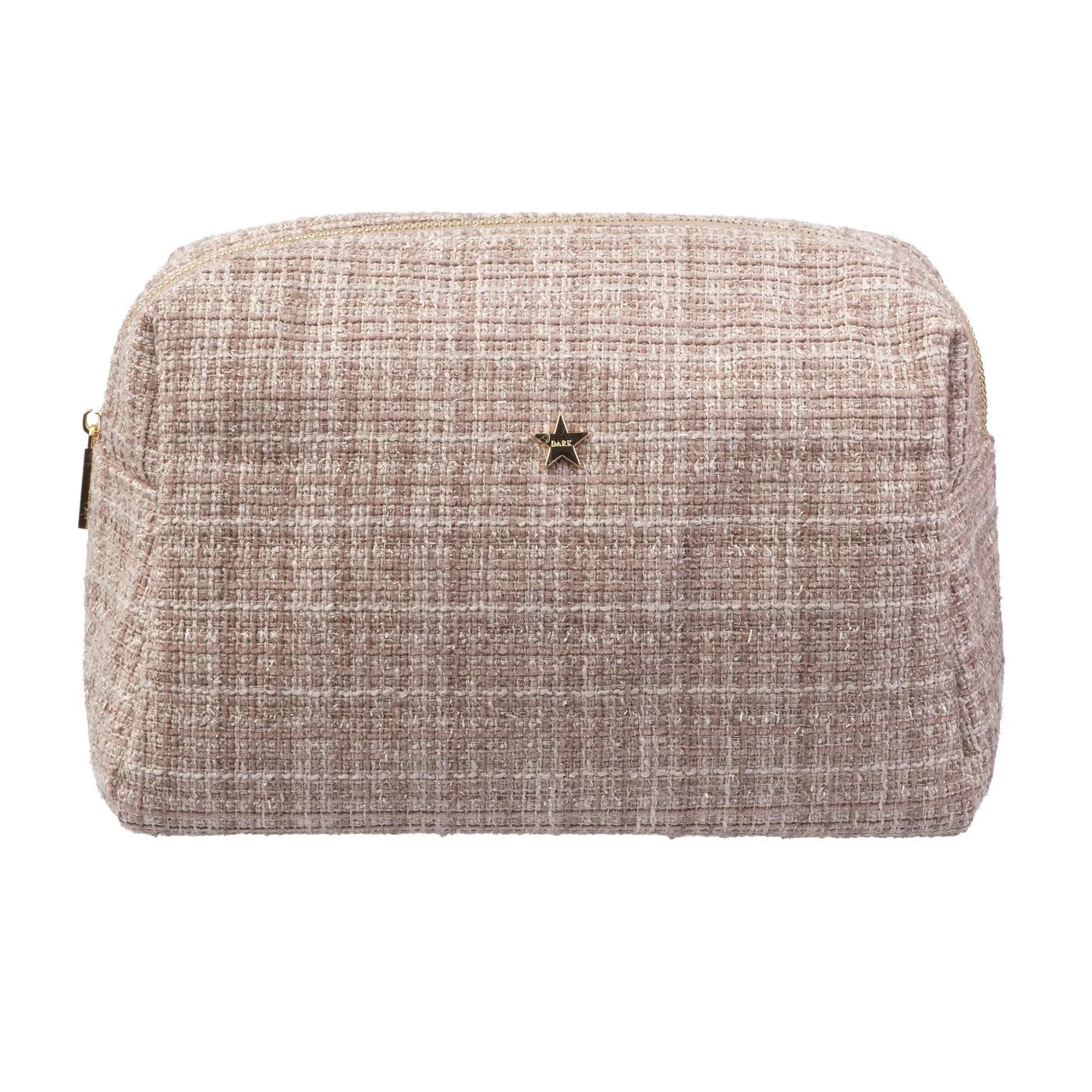Tweed Make-Up Pouch Large, Warm Taupe