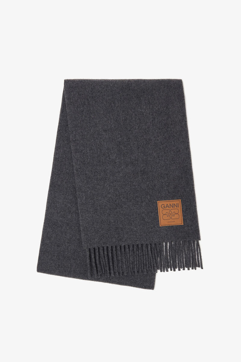 Double Face Wool Solid Scarf, Paloma Melange