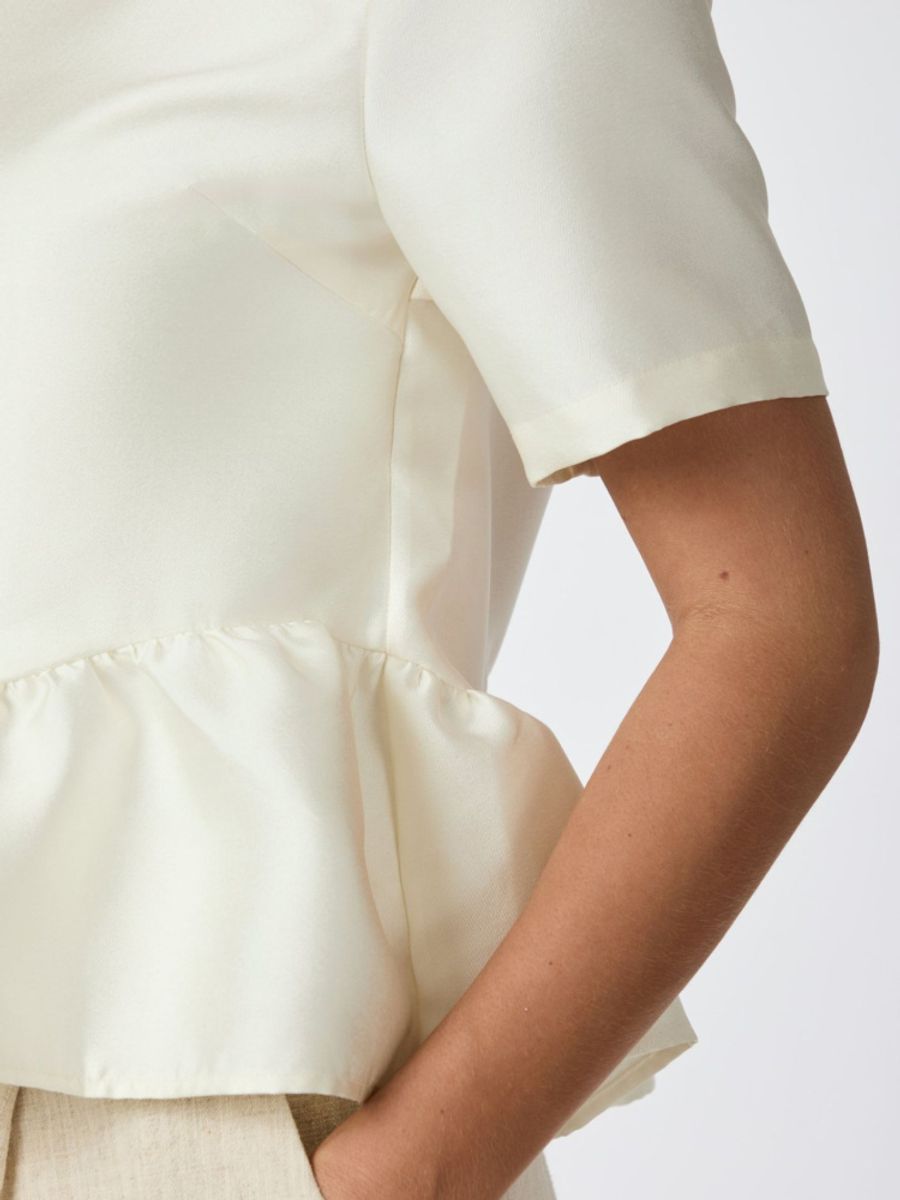 Alva Dull Satin Blouse, Ivory