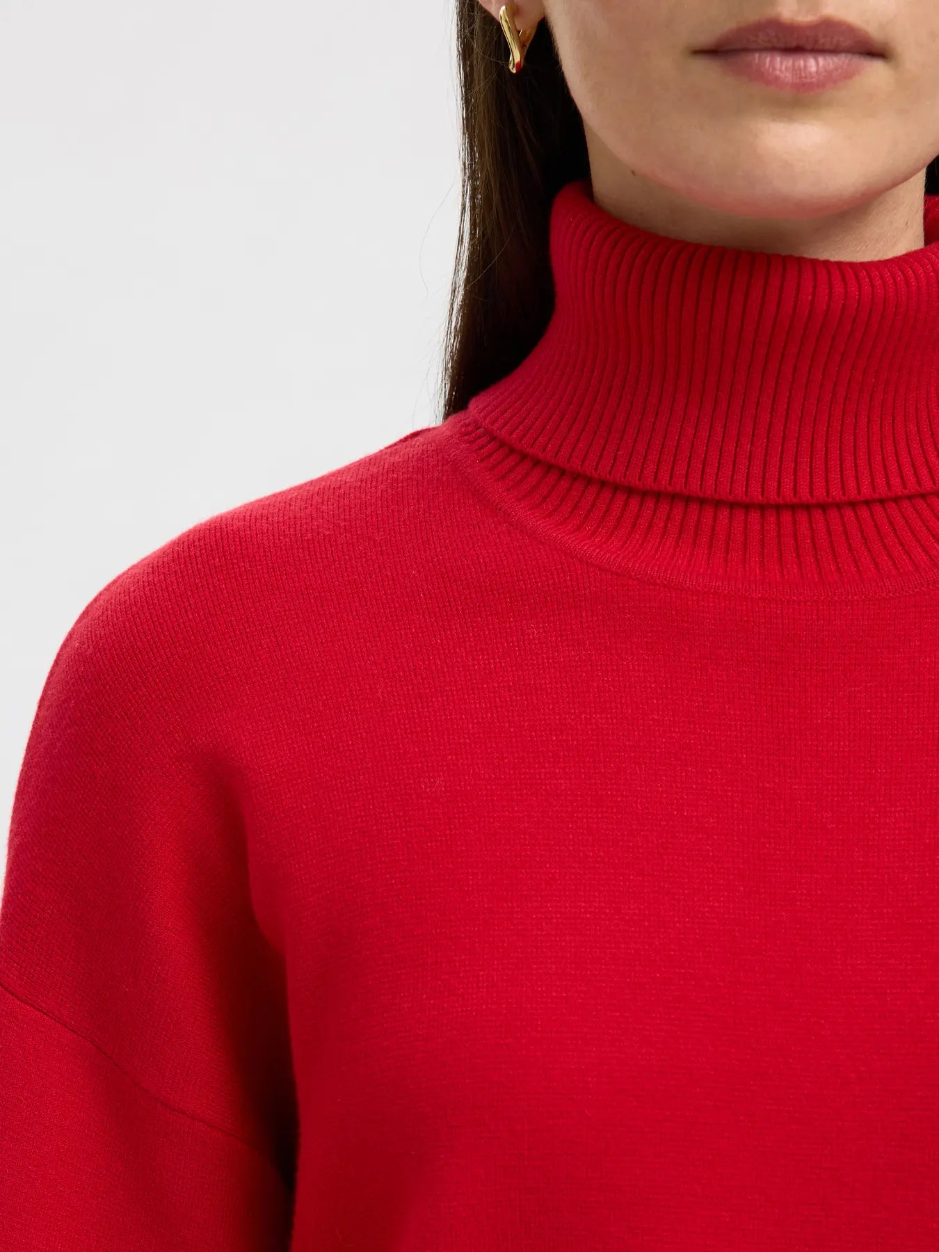 Kamma LS Knit Rollneck, Equestrian Red