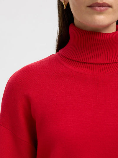 Kamma LS Knit Rollneck, Equestrian Red