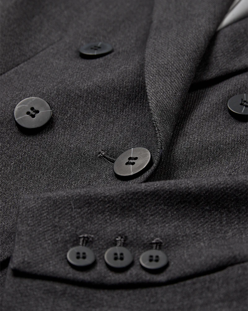 Tailor Double Breasted Short Blazer, Grey