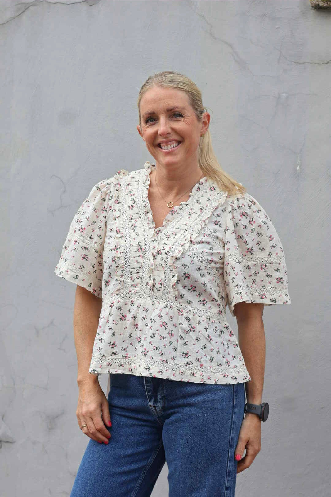 Evienne Floral Blush Top, Rose