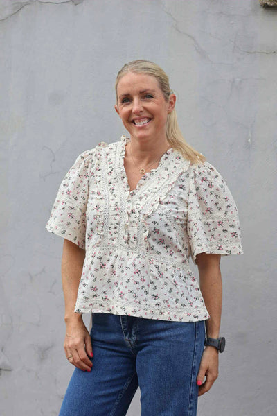 Evienne Floral Blush Top, Rose