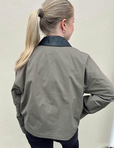 Nora PU Collar Jacket , Morel/Black
