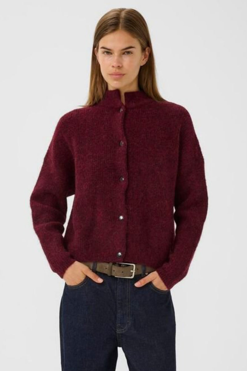 Alpha Short Cardigan, Blood Red Melange