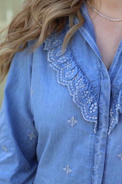 Degas Denim Blouse, Light Blue