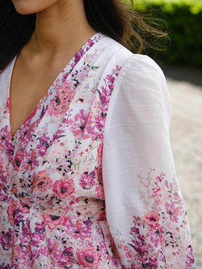 Fie Flower Print Blouse, Rose