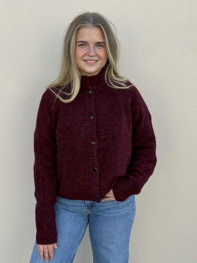 Alpha Short Cardigan, Blood Red Melange