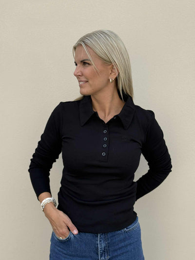 Drew LS Polo Top, Black