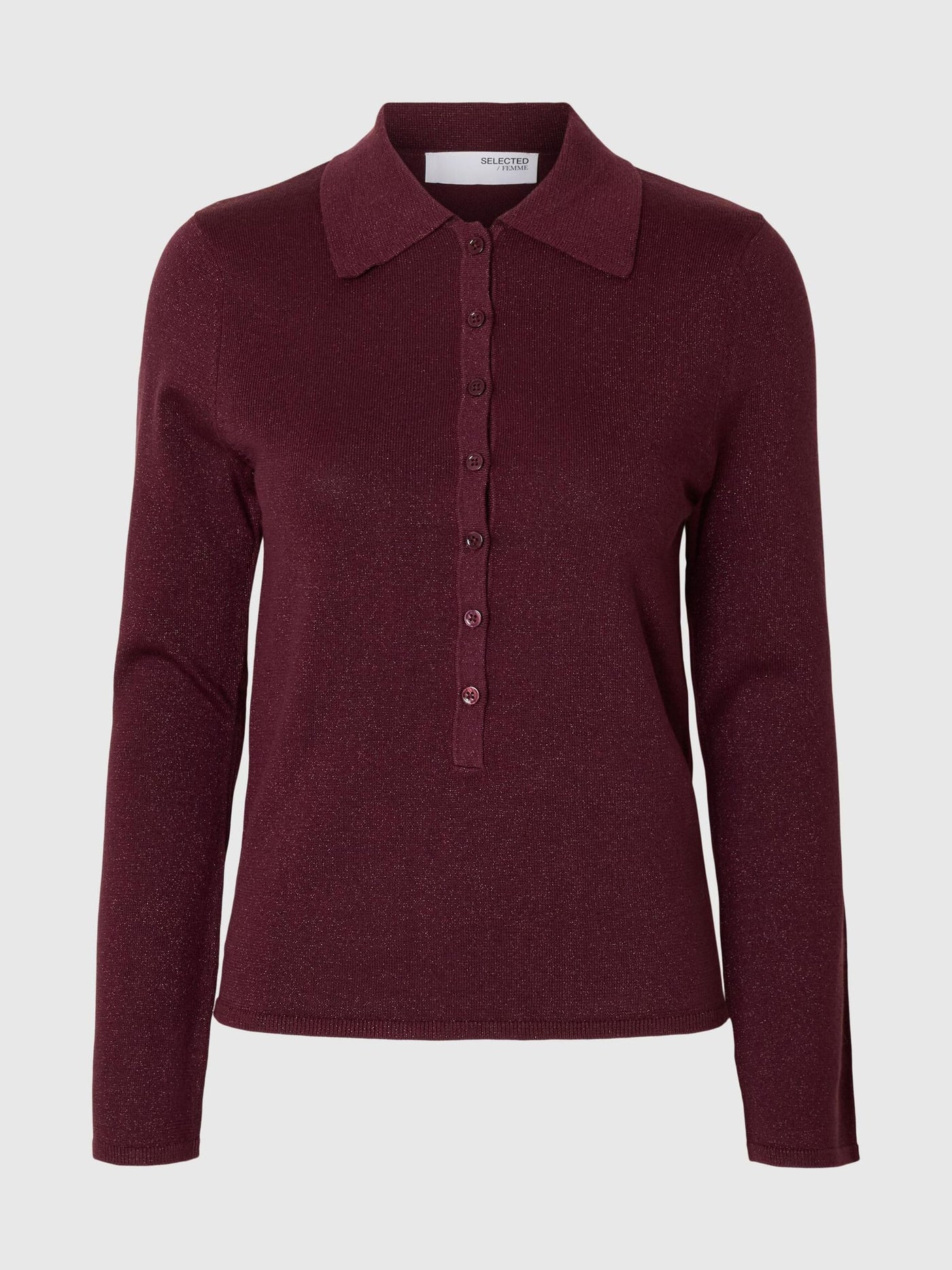 Lura LS Slim Knit Collar Neck, Fig/Tonal Lure