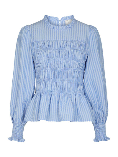 Possa Twist Stripe Blouse, Light Blue