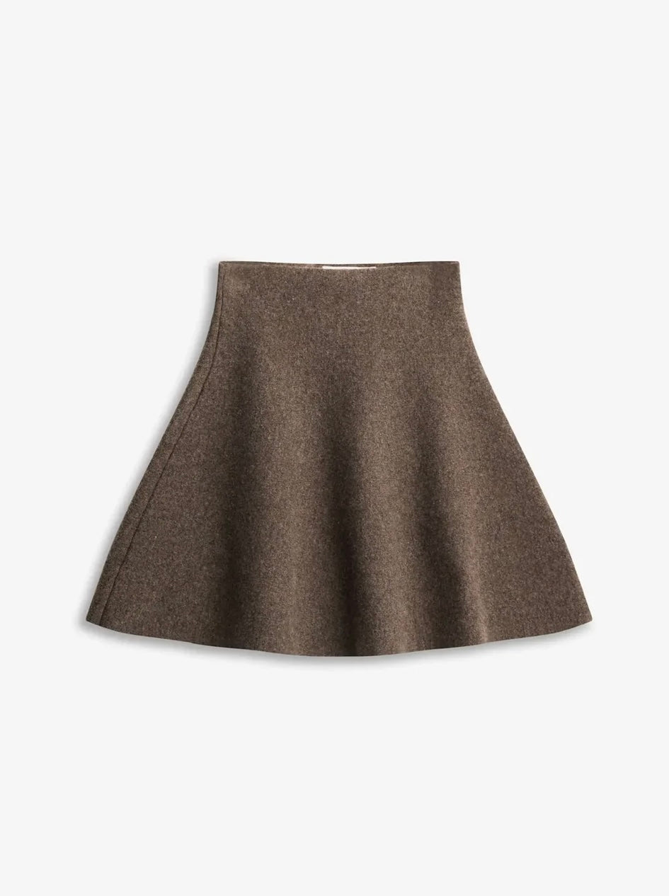 Serge Merino Skirt , Brown Melange