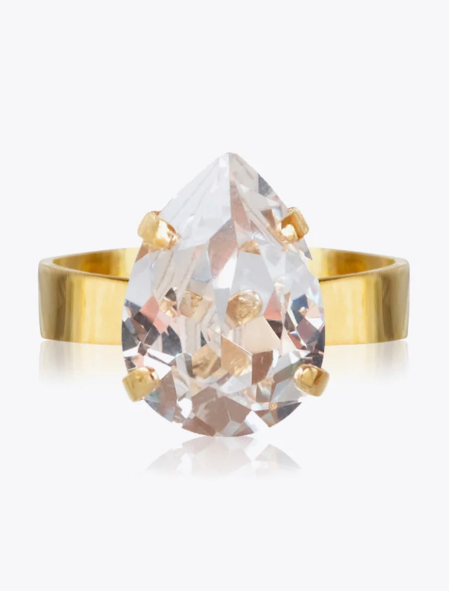 Mini Drop Ring Gold Crystal