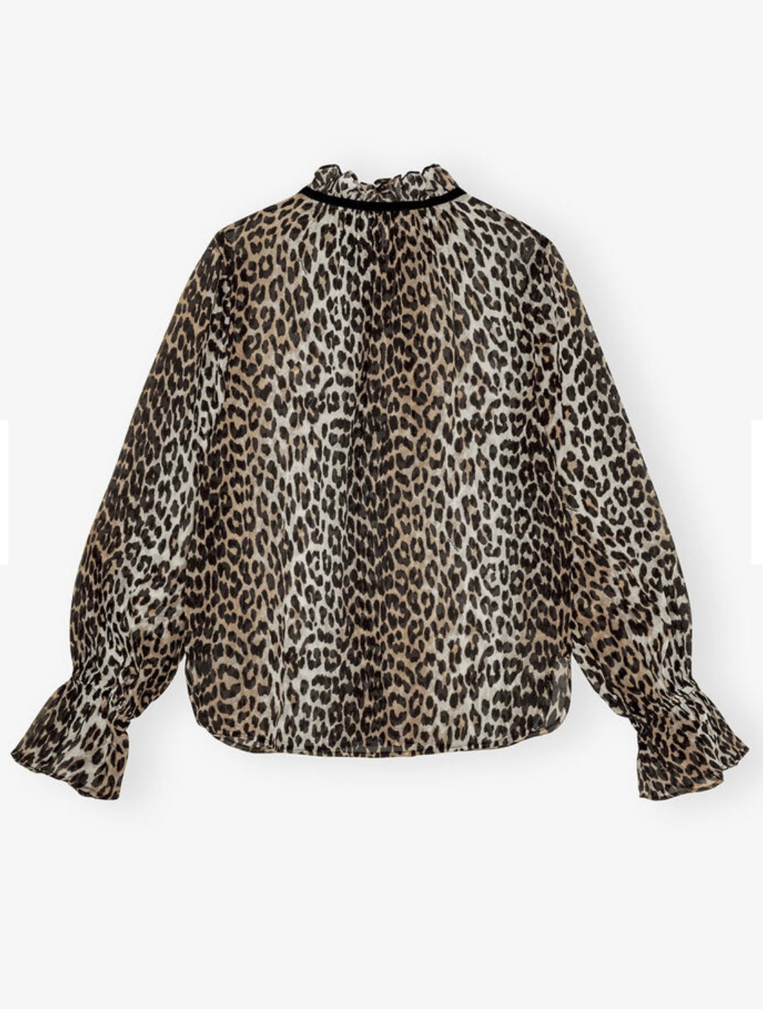 Printed Viscose Chiffon Tie String Shirt, Leopard