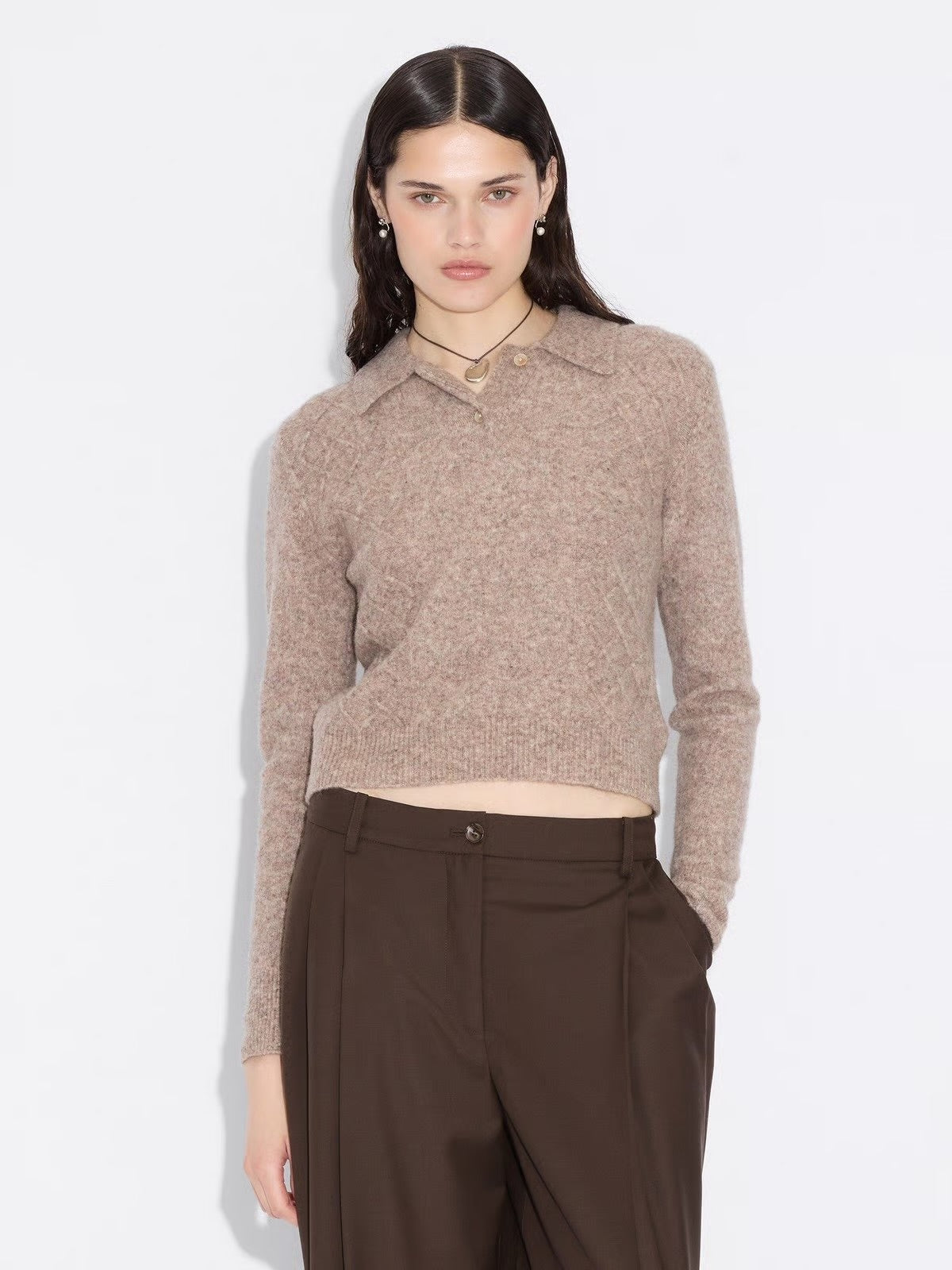 Argyle Polo, Taupe