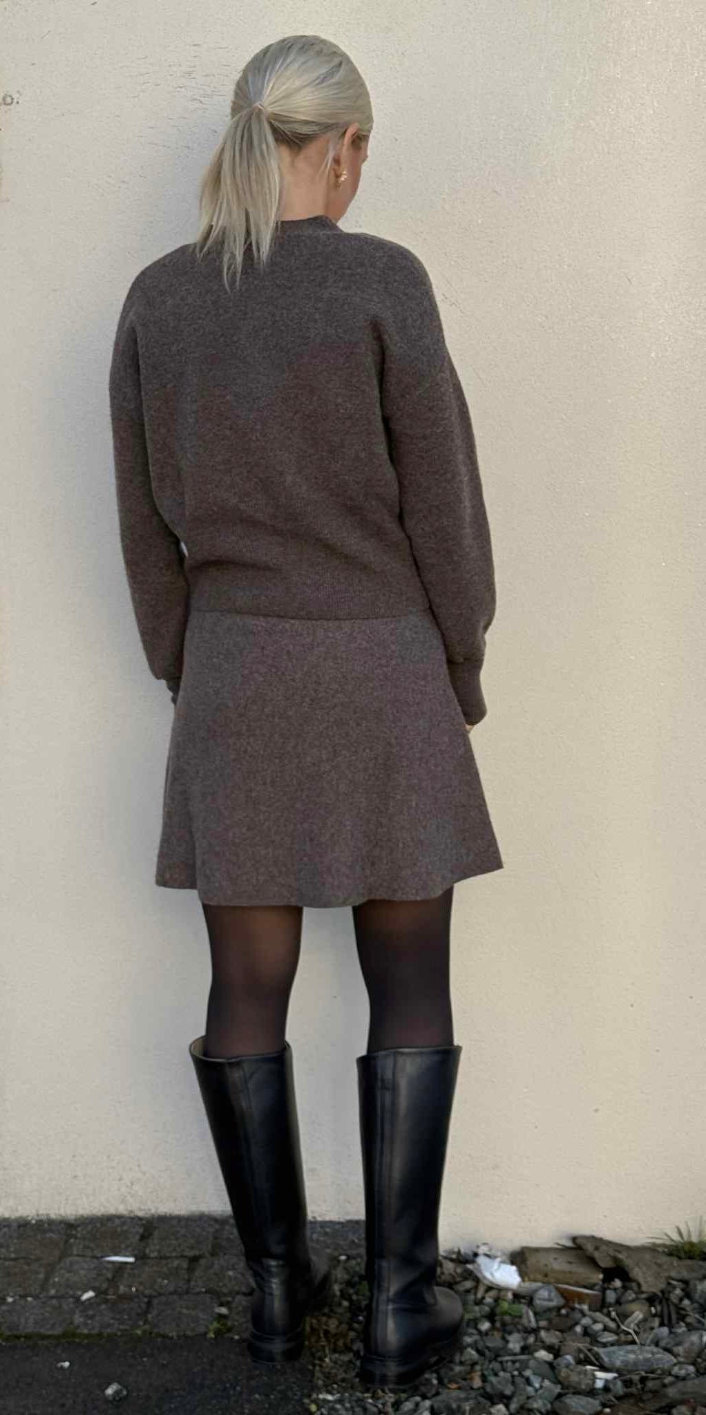 Serge Merino Skirt , Brown Melange