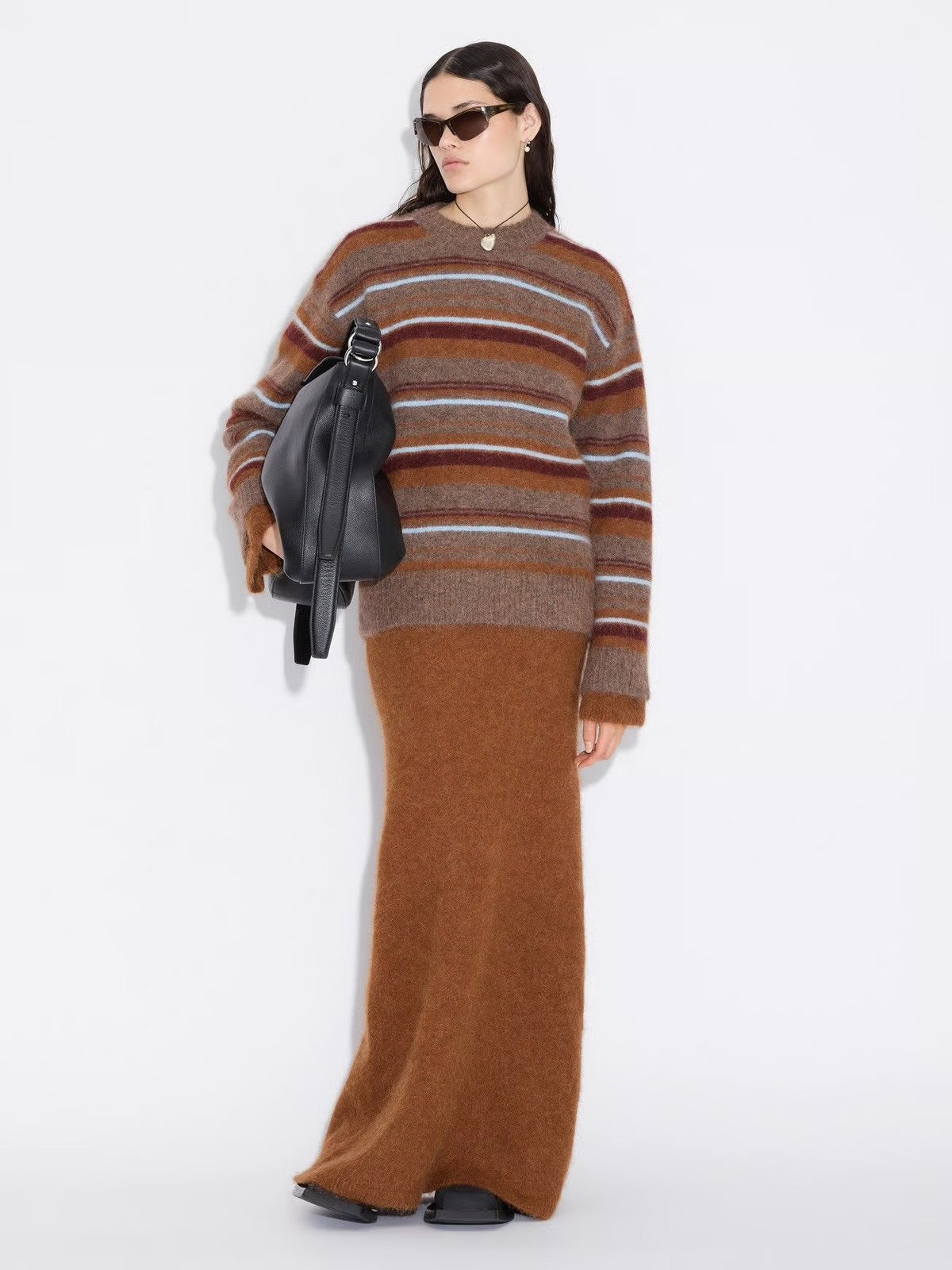 Fluffy Stripe Crew, Brown Stripe