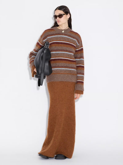 Fluffy Stripe Crew, Brown Stripe