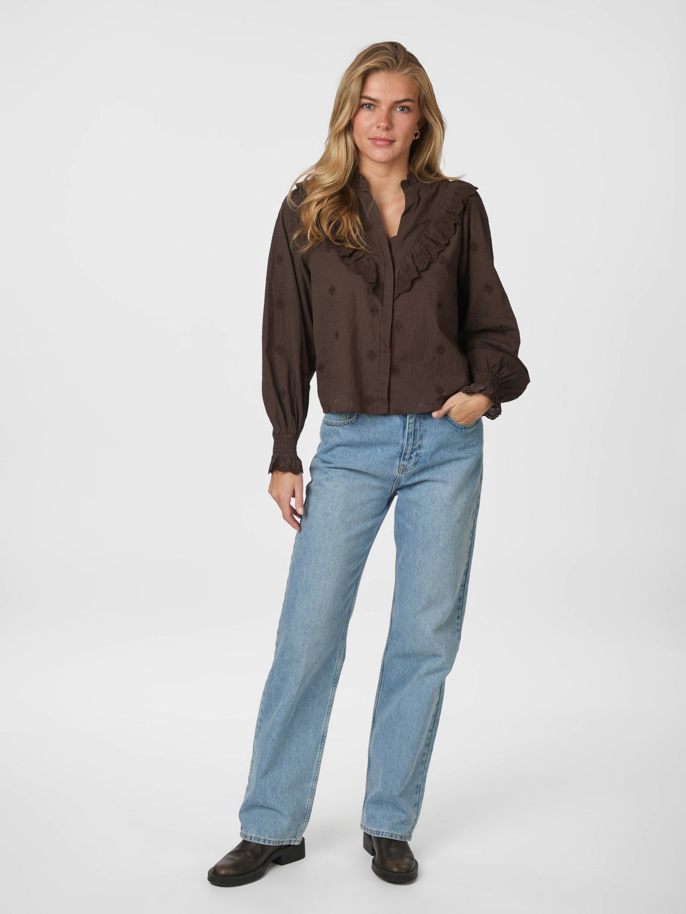Degas Blouse, Dark Brown