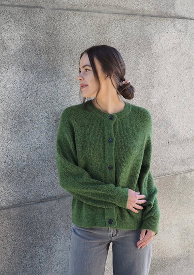 Lulu LS Knit Short Cardigan, Spindle Tree/Black Core