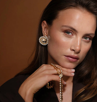 Zia Earrings Gold Topaz Combo