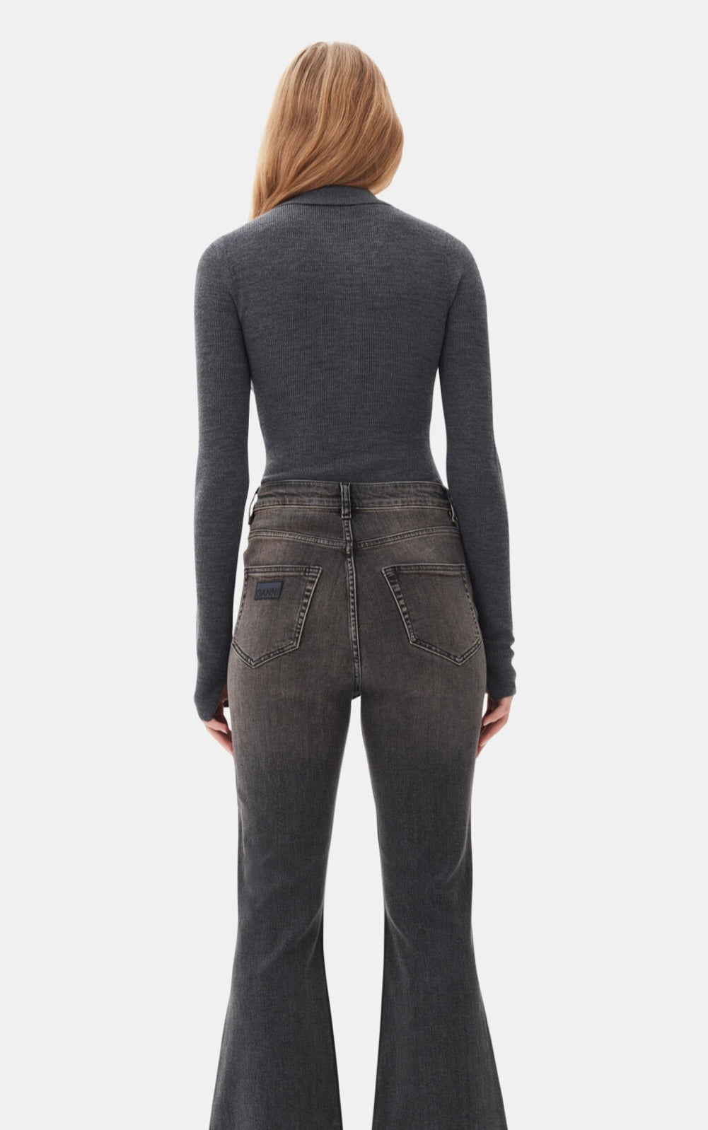 Fine Merino Jacquard Polo, Frost Grey