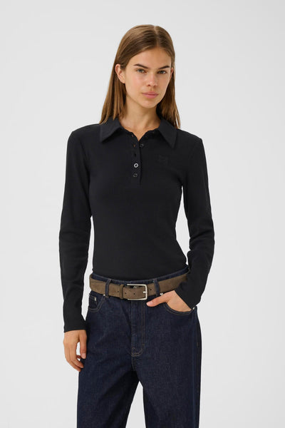 Drew LS Polo Top, Black