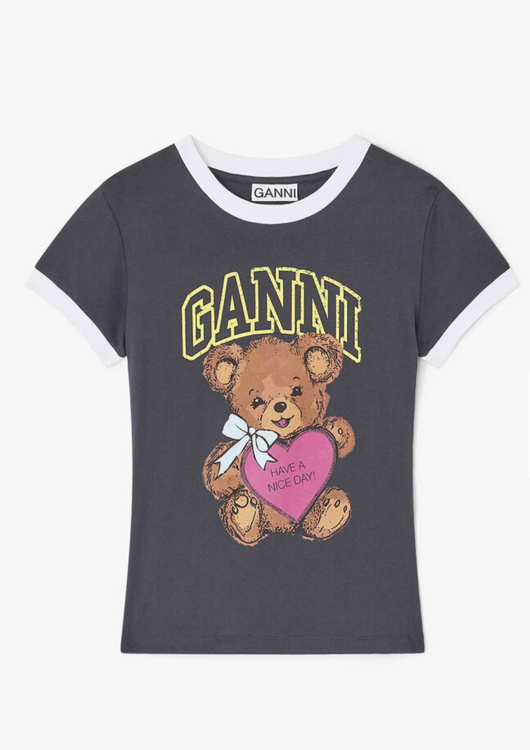 Basic Cotton Jersey Bear Fitted T-Shirt, Phantom