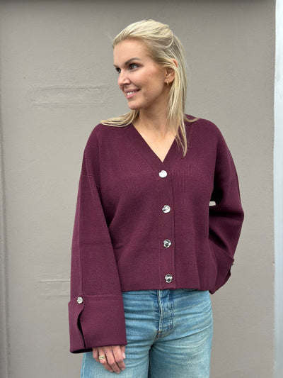 Atari Rib Cardigan, Burgundy