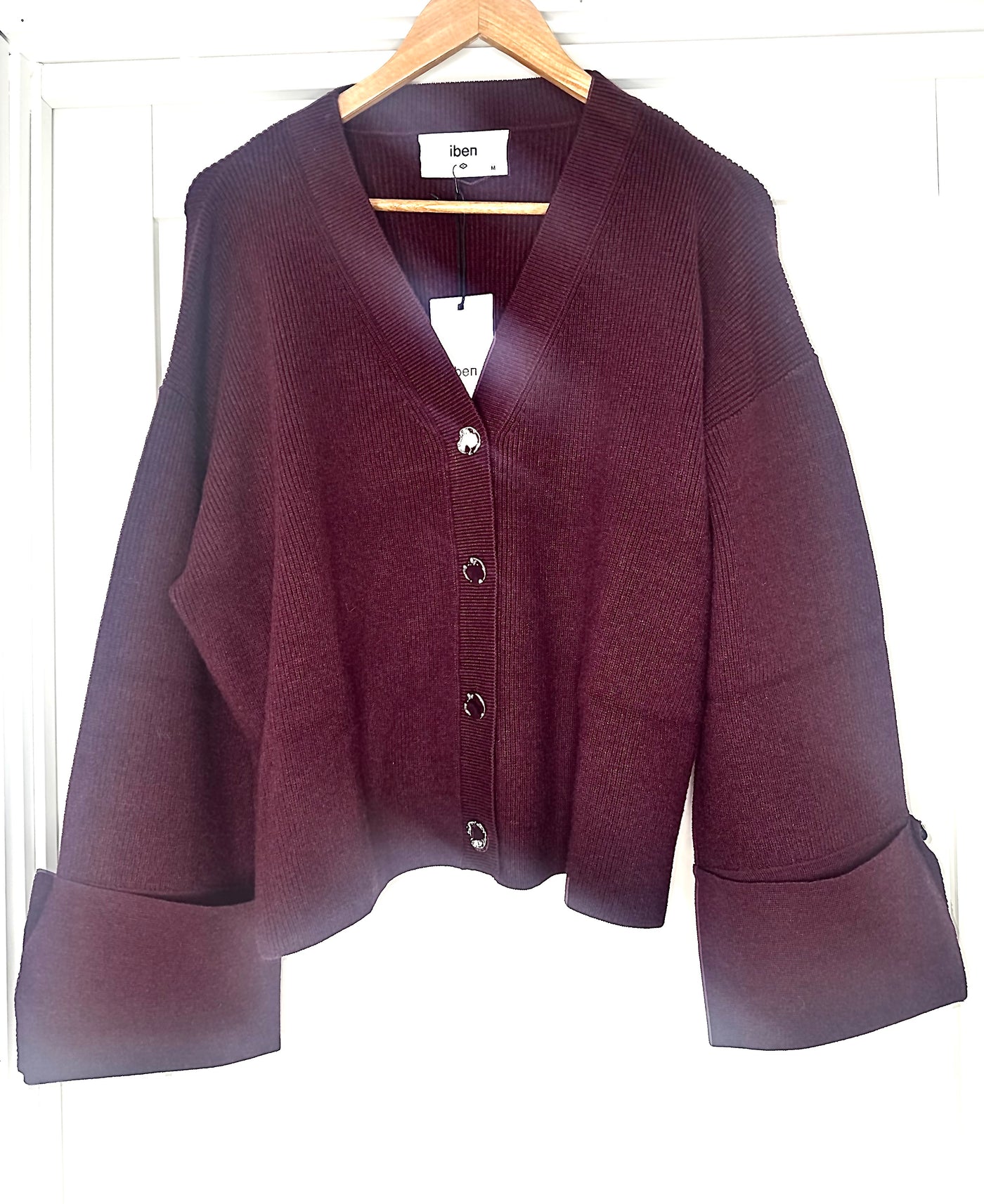 Atari Rib Cardigan, Burgundy