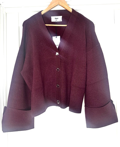 Atari Rib Cardigan, Burgundy