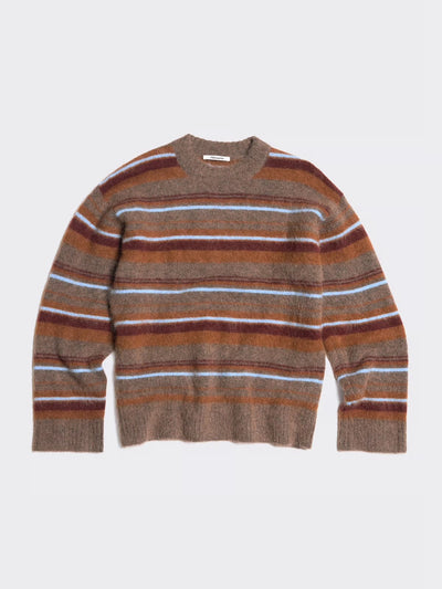 Fluffy Stripe Crew, Brown Stripe
