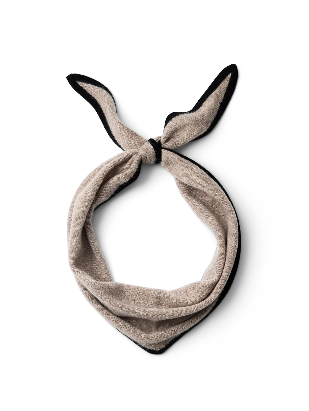 Maria Contrast Cashmere Scarf, Fungi/Black