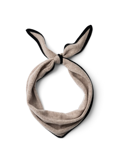Maria Contrast Cashmere Scarf, Fungi/Black