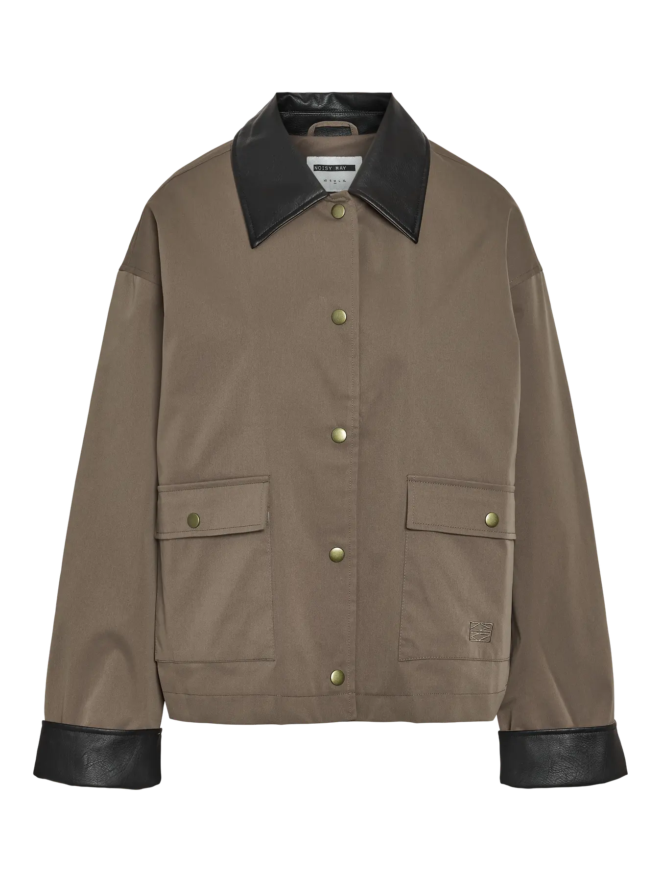 Nora PU Collar Jacket , Morel/Black