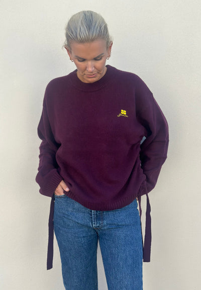 Future Wool Mix Oversized o-neck, Burgundy