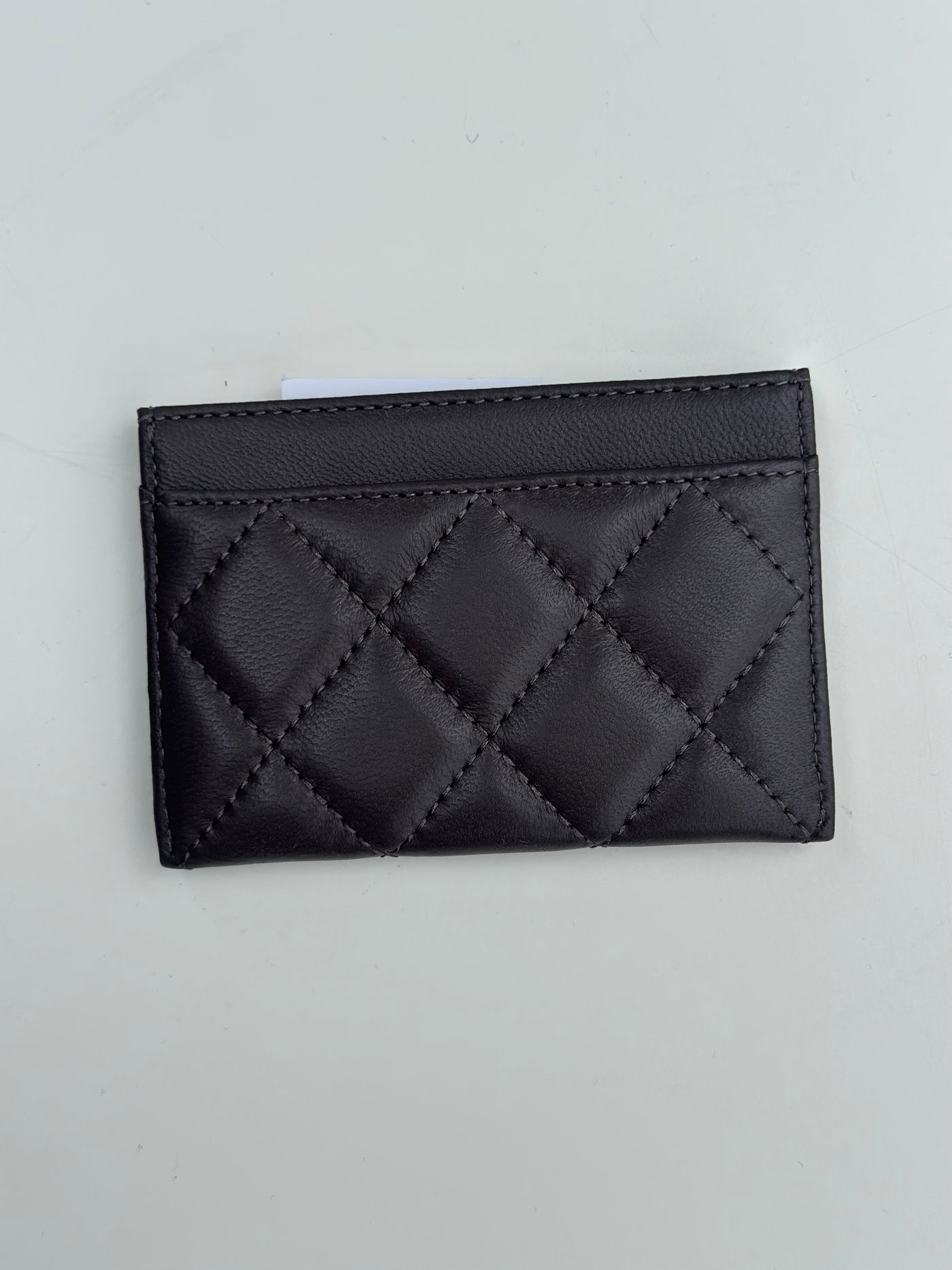 Leather Quilted Card Holder, Chocolate Brown
