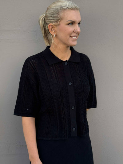 Kelp Crochet Shirt, Black