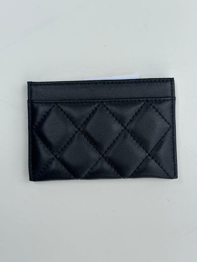 Leather Quiltet Card Holder, Black