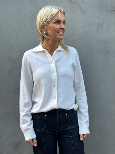 Thea LS Knit Button Collar Neck, Erget