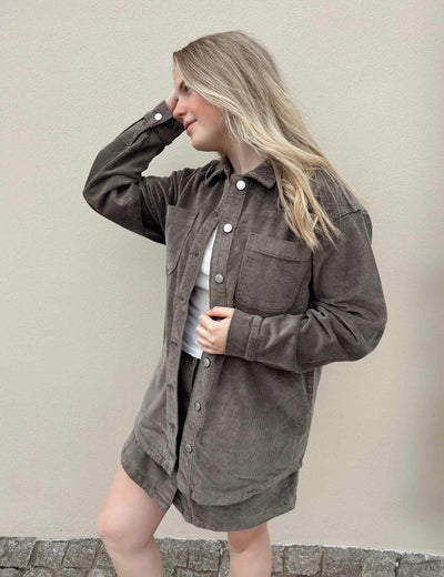 Alva LS Shacket Colored Corduroy , Morel